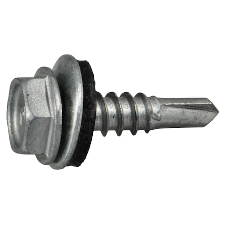 Midwest Fastener Self-Drilling Screw, #10 x 3/4 in, Silver Ruspert Steel Flange Hex Head External Hex Drive, 100 PK 53815